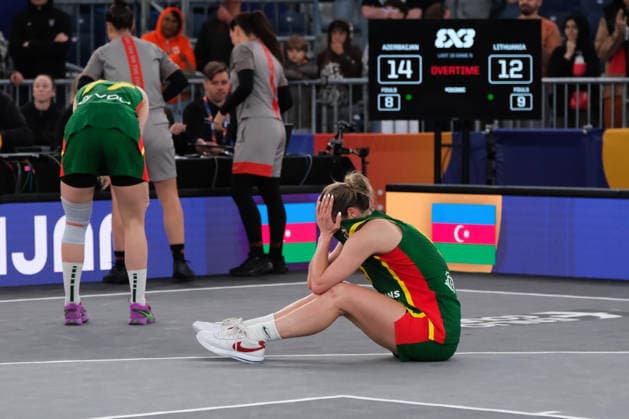 June 5, 2026, Warsaw, Masovian Voivodeship, Poland: Lithuania s GABRIELE SULSKE (9) and JUSTINA MIKNAITE (77) suffer their team s crushing defeat at the end of a FIBA 3x3 Basketball World Cup women s last 16 game between Azerbaijan and Lithuania in Warsaw, Poland. Lithuania lost to Azerbaijan in overtime and was eliminated from the tournament. Basketball 2026: FIBA 3x3 World Cup Women s Last 16: Azerbaijan 14:12 Lithuania  - ZUMAk204 20260605_zip_k204_098 Copyright: xRomanxKozielx