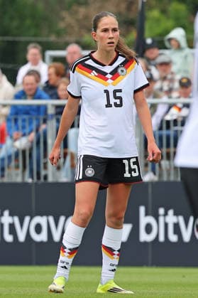 Frankfurt, Germany 05 June 2026 U19 Womens National Team 2026 Test Match Germany vs USA In the picture Maj Schneider Germany stands thoughtfully on the pitch DFL DFB regulations prohibit any use of photographs as image sequences and or quasi video DFB Campus Hessen Copyright: xFotostandx xRacochax