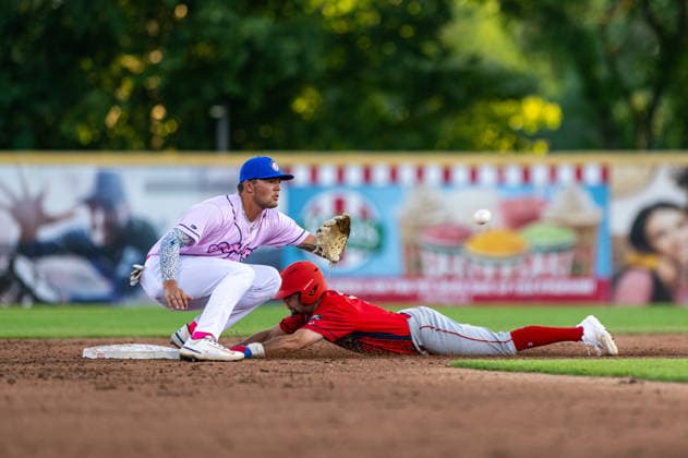 Williamsport Crosscutters v Trenton Thunder - MLB, Baseball Herren, USA Draft League Baseball Owen Prince of the Williamsport Crosscutters slides into second base as Joek Rivera of the Trenton Thunder attempts to tag him during an MLB Draft League baseball game at Trenton Thunder Ballpark in Trenton, United States, on June 5, 2026. Trenton United States  Copyright: xDanxSquicciarinix originalFilename:squicciarini-williams260605_npxJS.jpg