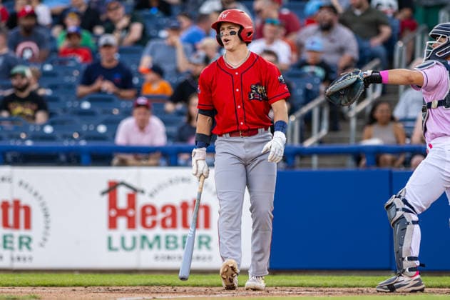 Williamsport Crosscutters v Trenton Thunder - MLB, Baseball Herren, USA Draft League Baseball Slaide Burd of the Williamsport Crosscutters reacts during an MLB Draft League baseball game at Trenton Thunder Ballpark in Trenton, United States, on June 5, 2026. Trenton United States  Copyright: xDanxSquicciarinix originalFilename:squicciarini-williams260605_npAKC.jpg