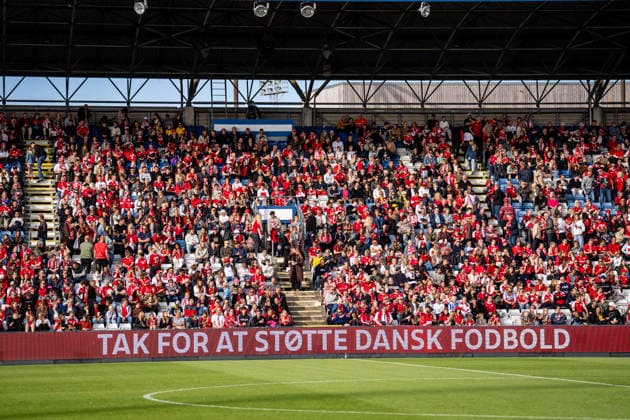 Denmark v Sweden, Women™s World Cup Qualification, Odense, Denmark Odense, Denmark. 05th, June 2026. Football fans of Denmark seen on the stands at the Women™s World Cup Qualifier match between Denmark and Sweden at Odense Stadion in Odense. Denmark, Odense  Copyright: xGonzalesxPhoto KentxRasmussenx