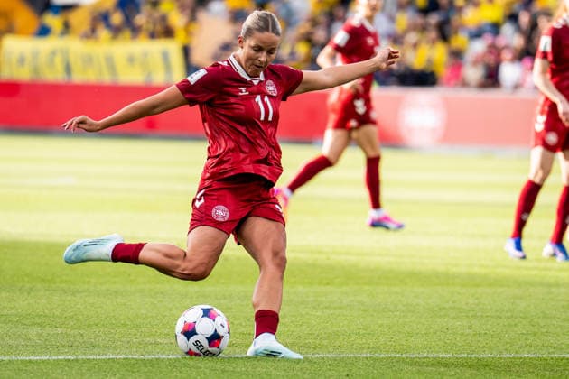 Denmark v Sweden, Women™s World Cup Qualification, Odense, Denmark Odense, Denmark. 05th, June 2026. Olivia Holdt (11) of Denmark seen during the Women™s World Cup Qualifier match between Denmark and Sweden at Odense Stadion in Odense. Denmark, Odense  Copyright: xGonzalesxPhoto KentxRasmussenx