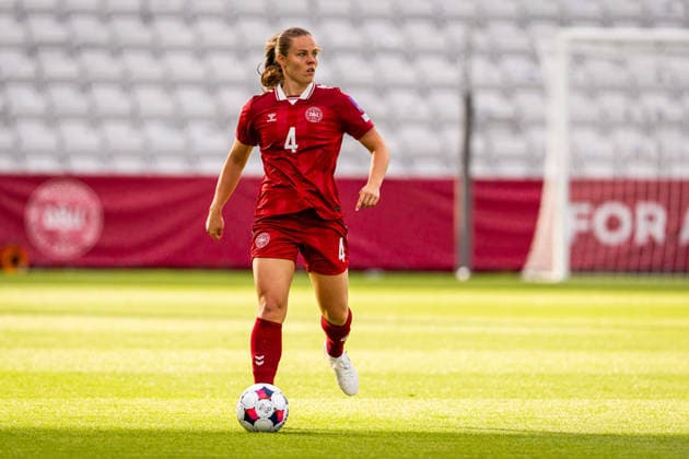 Denmark v Sweden, Women™s World Cup Qualification, Odense, Denmark Odense, Denmark. 05th, June 2026. Emma Faerge (4) of Denmark seen during the Women™s World Cup Qualifier match between Denmark and Sweden at Odense Stadion in Odense. Denmark, Odense  Copyright: xGonzalesxPhoto KentxRasmussenx