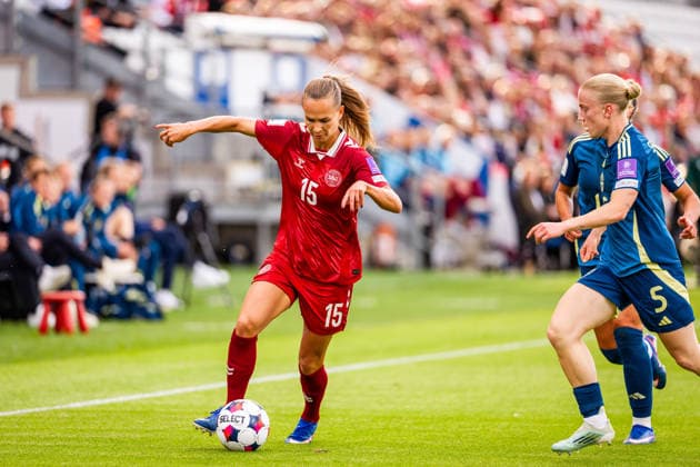 Denmark v Sweden, Women™s World Cup Qualification, Odense, Denmark Odense, Denmark. 05th, June 2026. Frederikke Thogersen (15) of Denmark seen during the Women™s World Cup Qualifier match between Denmark and Sweden at Odense Stadion in Odense. Denmark, Odense  Copyright: xGonzalesxPhoto KentxRasmussenx