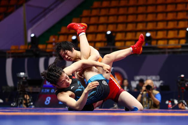 World Ranking Series Ulaanbaatar Open 62kg WW Ok Ju Kim PRK df Huan Yang CHN Copyright: xJakexKirkmanx xUnitedxWorldxWresx Jake Kirkman United World Wres