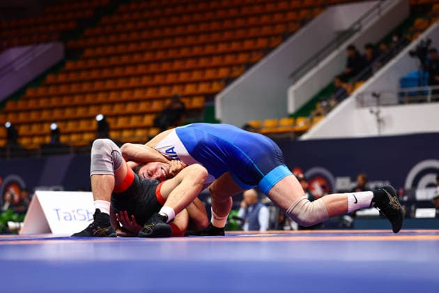 World Ranking Series Ulaanbaatar Open 74kg FS Tamir Eshinimaev RUS df Tumen Bodiev RUS Copyright: xJakexKirkmanx xUnitedxWorldxWresx Jake Kirkman United World Wres