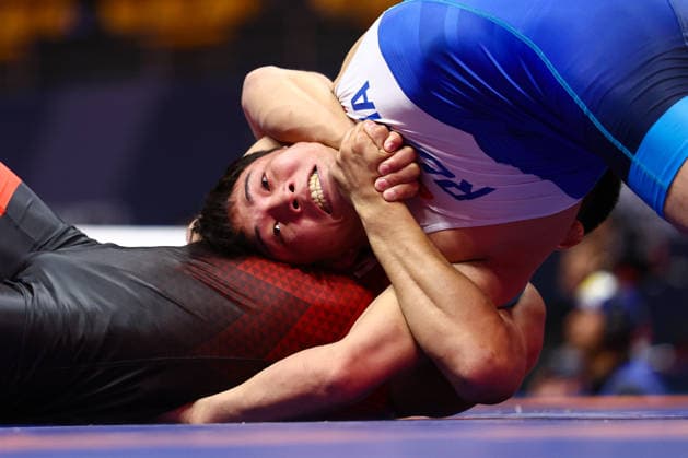 World Ranking Series Ulaanbaatar Open 74kg FS Tamir Eshinimaev RUS df Tumen Bodiev RUS Copyright: xJakexKirkmanx xUnitedxWorldxWresx Jake Kirkman United World Wres