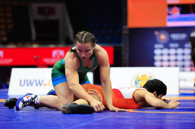 Wrestling Ranking Series Ulaanbaatar Open 62kg WW Bilyana Zhivkova Dudova BUL df Nitika Nitika IND Copyright: xKostadinxAndonovx xUnitedxWorldxWrestlingx Kostadin Andonov United World Wrestling