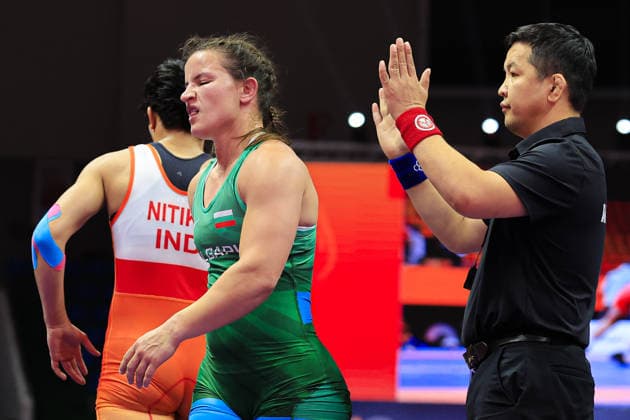 Wrestling Ranking Series Ulaanbaatar Open 62kg WW Bilyana Zhivkova Dudova BUL df Nitika Nitika IND Copyright: xKostadinxAndonovx xUnitedxWorldxWrestlingx Kostadin Andonov United World Wrestling