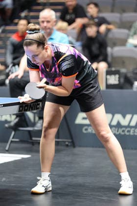 Hannah Schoenau serving GER Erfurt TT Finals 2026 German Championships, Table Tennis Exhibition Hall Erfurt 06 06 2026 GER Erfurt TT Finals 2026 German Championships, Table Tennis Exhibition Hall Erfurt 06 06 2026 Thueringen German Championships 06 06 2026 Erfurt Copyright: xEibner-Pressefoto JoergxHirschx EP_JHH