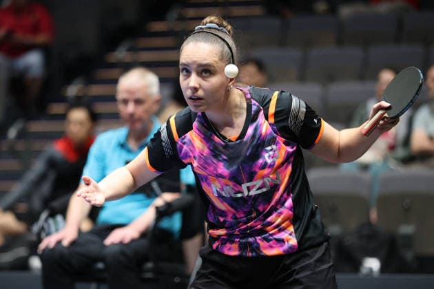 Hannah Schoennau serving GER Erfurt TT Finals 2026 German Championships, Table Tennis Exhibition Hall Erfurt 06 06 2026 GER Erfurt TT Finals 2026 German Championships, Table Tennis Exhibition Hall Erfurt 06 06 2026 Thuringia German Championships 06 06 2026 Erfurt Copyright: xEibner-Pressefoto JoergxHirschx EP_JHH