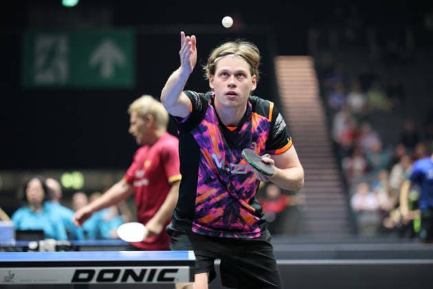 Kirill Fadeev serving GER Erfurt TT Finals 2026 German Championships, Table Tennis Exhibition Hall Erfurt 06 06 2026 GER Erfurt TT Finals 2026 German Championships, Table Tennis Exhibition Hall Erfurt 06 06 2026 Thueringen German Championships 06 06 2026 Erfurt Copyright: xEibner-Pressefoto JoergxHirschx EP_JHH