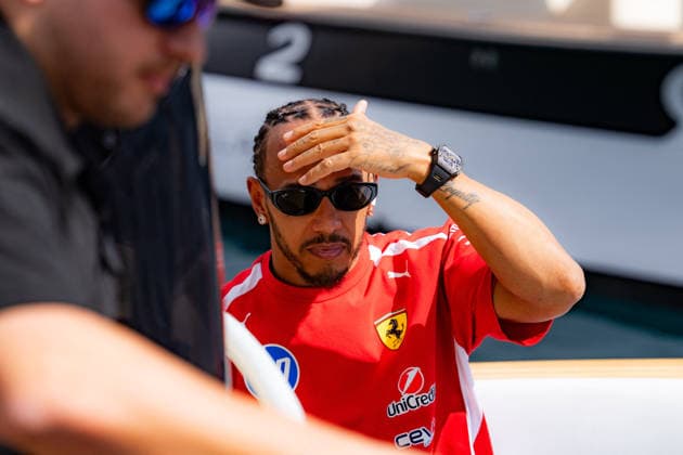 F1 Louis Vuitton Grand Prix de Monaco - Lewis Hamilton LEWIS HAMILTON (GBR) of Scuderia Ferrari HP arriving on a boat on Saturday during the 2026 Formula 1 Louis Vuitton Monaco Grand Prix at the Monaco Street Circuit on June 6, 2026. Photo by Antoine Lapeyre Reveries Agency via ABACAPRESS.COM Monaco Monaco  Copyright: xAntoinexLapeyre ReveriesxAgency ABACAx