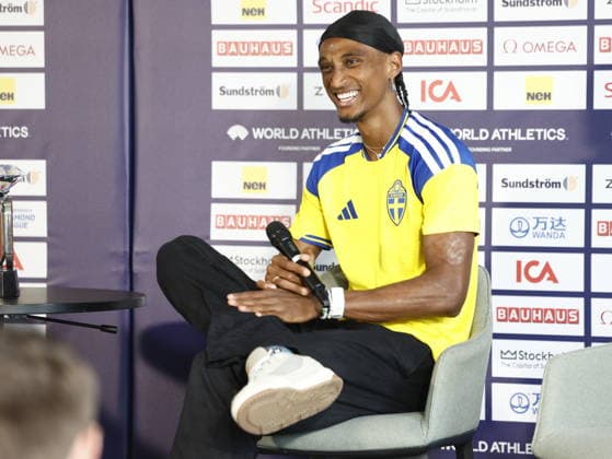 STOCKHOLM, SWEDEN 20260606 Alison dos Santos during a press conference at Scandic Continental ahead of Sunday s Diamond League Gala Bauhaus Gala STOCKHOLM SWEDEN x60160x  Copyright: xStefanxJerrevang TTx DIAMOND LEAGUE STOCKHOLM 2026 PK