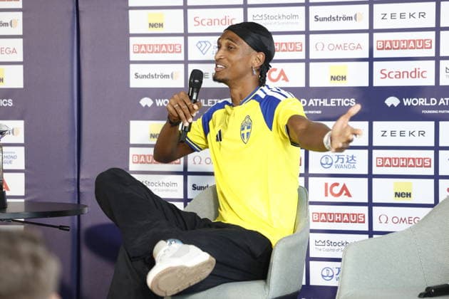 STOCKHOLM, SWEDEN 20260606 Alison dos Santos during a press conference at Scandic Continental ahead of Sunday s Diamond League Gala Bauhaus Gala STOCKHOLM SWEDEN x60160x  Copyright: xStefanxJerrevang TTx DIAMOND LEAGUE STOCKHOLM 2026 PK