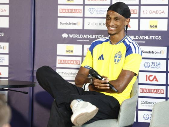 STOCKHOLM, SWEDEN 20260606 Alison dos Santos during a press conference at Scandic Continental ahead of Sundays Diamond League gala Bauhaus gala STOCKHOLM SWEDEN x60160x  Copyright: xStefanxJerrevang TTx DIAMOND LEAGUE STOCKHOLM 2026 PK