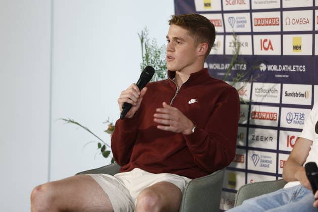 STOCKHOLM, SWEDEN 20260606 Cooper Lutkenhaus during a press conference at Scandic Continental ahead of Sunday s Diamond League Gala Bauhaus Gala STOCKHOLM SWEDEN x60160x  Copyright: xStefanxJerrevang TTx DIAMOND LEAGUE STOCKHOLM 2026 PK