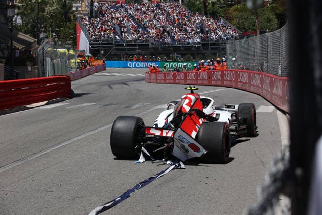 06 06 2026, Circuit de Monaco, Monte Carlo, Formula 1 Louis Vuitton Grand Prix Monaco 2026 ,in the picture accident of Oliver Bearman GBR , TGR Haas F1 Team Photo by Alessandro Martellotta Hasan Bratic DeFodi Images
