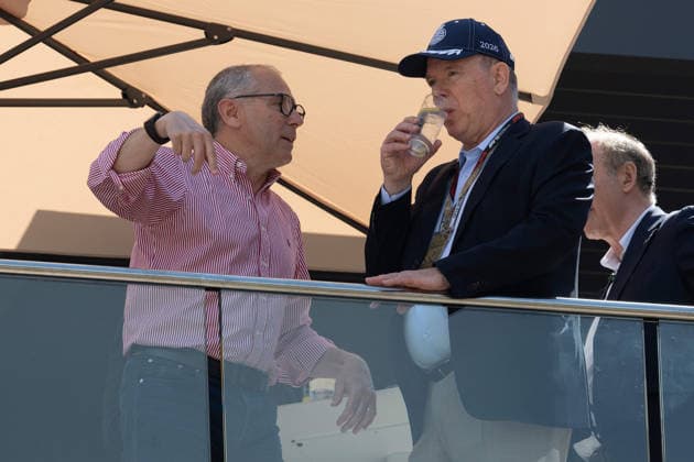 06 06 2026, xrarjax, Motorsport FIA Formula 1, Grand Prix of Monaco 2025 v l Formula 1 boss Stefano Domenicali and Albert II Prince of Monaco Albert Alexandre Louis Pierre Rainier Grimaldi FIA REGULATIONS PROHIBIT ANY USE OF PHOTOGRAPHS as IMAGE SEQUENCES and or QUASI VIDEO Monte Carlo MANDATORY CREDIT: Beto Issa Photos ALL RIGHTS RESERVED: www.betoissaphotos.com