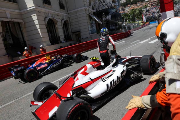 Formula 1 Louis Vuitton Grand Prix de Monaco 2026 Oliver Bearman (GBR), TGR Haas F1 Team, VF-26 crash during free practice 3 during Formula 1 Louis Vuitton Grand Prix de Monaco 2026 on June 6., 2026 in Monaco, Monte-Carlo, Monaco Zsombor Toth Monaco Monte-Carlo Monaco