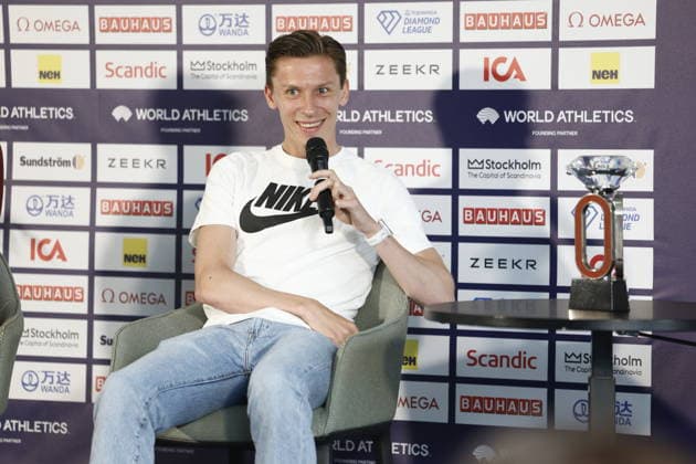 STOCKHOLM, SWEDEN 20260606 Andreas Almgren during a press conference at Scandic Continental ahead of Sunday s Diamond League gala Bauhaus gala STOCKHOLM SWEDEN x60160x  Copyright: xStefanxJerrevang TTx DIAMOND LEAGUE STOCKHOLM 2026 PK