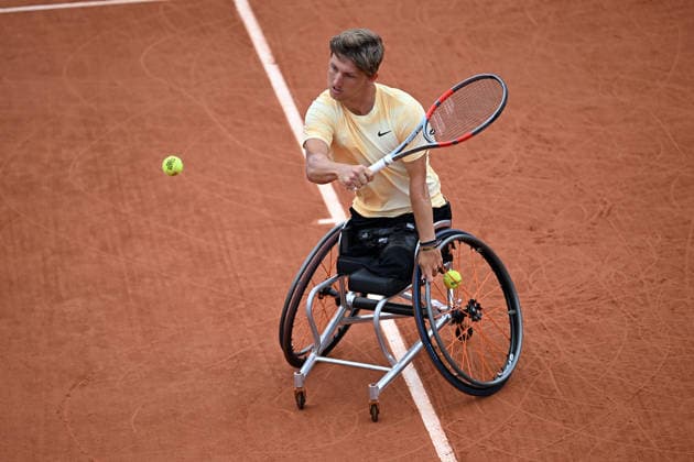 2026 French Open (Roland-Garros) PARIS, FRANCE - JUNE 06: Ahmet Kaplan (not seen) of Turkiye in action against Niels Vink of the Netherlands during the Quad Wheelchair Singles Final the 2026 French Open at Roland Garros on June 06, 2026 in Paris, France. Burak Akbulut Anadolu Paris France. Editorial use only. Please get in touch for any other usage.  Copyright: x2026xAnadoluxBurakxAkbulutx