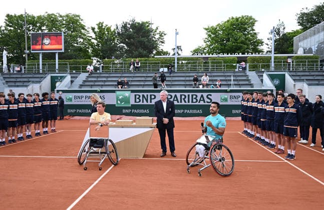 2026 French Open (Roland-Garros) PARIS, FRANCE - JUNE 06: Winner Niels Vink (L) of the Netherlands and 2nd place winner Ahmet Kaplan (R) of Turkiye during the Quad Wheelchair Singles Final the 2026 French Open at Roland Garros on June 06, 2026 in Paris, France. Burak Akbulut Anadolu Paris France. Editorial use only. Please get in touch for any other usage.  Copyright: x2026xAnadoluxBurakxAkbulutx