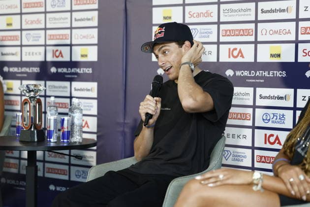 STOCKHOLM, SWEDEN 20260606 Armand Duplantis during a press conference at Scandic Continental ahead of Sunday s Diamond League Gala Bauhaus Gala STOCKHOLM SWEDEN x60160x  Copyright: xStefanxJerrevang TTx DIAMOND LEAGUE STOCKHOLM 2026 PK