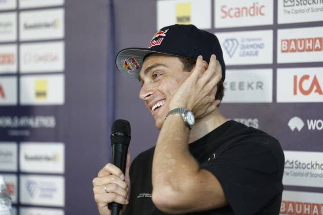 STOCKHOLM, SWEDEN 20260606 Armand Duplantis during a press conference at Scandic Continental ahead of Sunday s Diamond League Gala Bauhaus Gala STOCKHOLM SWEDEN x60160x  Copyright: xStefanxJerrevang TTx DIAMOND LEAGUE STOCKHOLM 2026 PK