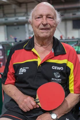Lotto Thuringia TT Finals Erfurt 2026 Ð German Championships. The oldest participant in the senior competition is Paul Juchem, aged 95. Paul Juchem was born in 1931. At the 2024 World Championships in Rome, he won the bronze medal in his age category. Deutschland, Germany 20260606-DSCF7348