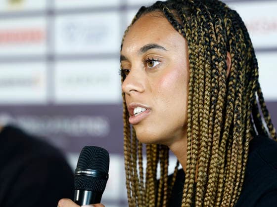 STOCKHOLM, SWEDEN 20260606 Alexis Brown, USA, during a press conference at Scandic Continental ahead of Sundays Diamond League gala Bauhaus gala STOCKHOLM SWEDEN x60160x  Copyright: xStefanxJerrevang TTx DIAMOND LEAGUE STOCKHOLM 2026 PK