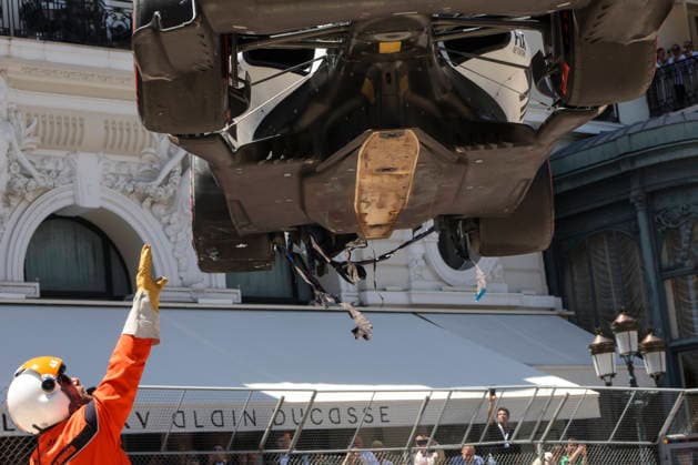 Formula 1 Louis Vuitton Grand Prix de Monaco 2026 Oliver Bearman (GBR), TGR Haas F1 Team, VF-26 car floor crash during free practice 3 during Formula 1 Louis Vuitton Grand Prix de Monaco 2026 on June 6., 2026 in Monaco, Monte-Carlo, Monaco Zsombor Toth Monaco Monte-Carlo Monaco