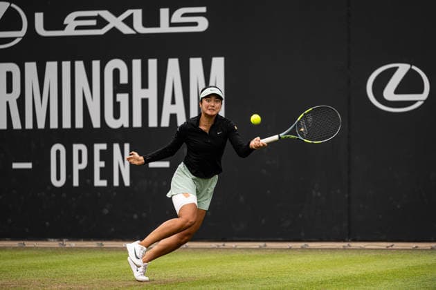 RECORD DATE NOT STATED 6th June 2026; The Edgbaston Priory Club, Birmingham, Midlands, England; 2026 Lexus Birmingham Open Tennis, Day Eight; Alexandra Eala (PHI) plays a forehand in her semi final match against Rebeka Masarova (SUI) GodfreyxPitt