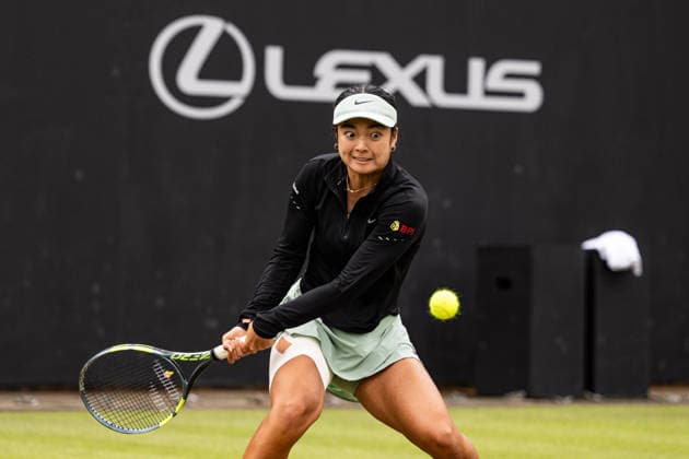 RECORD DATE NOT STATED 6th June 2026; The Edgbaston Priory Club, Birmingham, Midlands, England; 2026 Lexus Birmingham Open Tennis, Day Eight; Alexandra Eala (PHI) plays a backhand in her semi final match against Rebeka Masarova (SUI) GodfreyxPitt