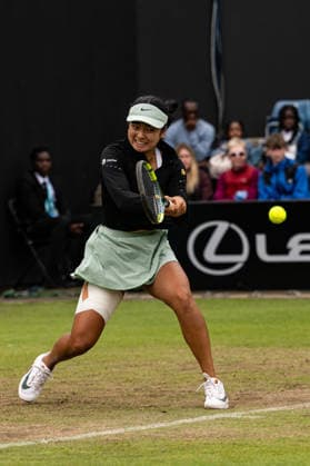 RECORD DATE NOT STATED 6th June 2026; The Edgbaston Priory Club, Birmingham, Midlands, England; 2026 Lexus Birmingham Open Tennis, Day Eight; Alexandra Eala (PHI) plays a backhand in her semi final match against Rebeka Masarova (SUI) GodfreyxPitt