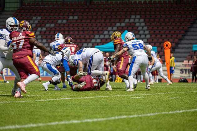 American Football, Kassel, Kassel Titans vs AFC Rüsselsheim Crusaders, Auestadion Kassel 06 06 2026 American Football, Kassel, Germany 06 06 2026 Game of Kassel Titans vs AFC Rüsselsheim Crusaders, Auestadion Kassel Copyright: xBEAUTIFULxSPORTS Freudensteinx