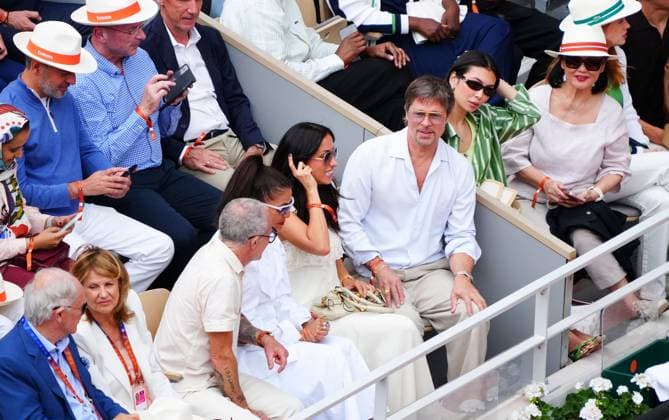 Brad Pitt and Ines de Ramon in attendance at the Final French Open Tennis, Day Fourteen, Tennis, Roland Garros, Paris, France - 06 Jun 2026Paris Roland Garros France EDITORIAL USE ONLY No use with unauthorised audio, video, data, fixture lists, club league logos or live services. Online in-match use limited to 120 images, no video emulation. No use in betting, games or single club league player publications. Copyright: xJavierxGarcia Shutterstockx 16906570j