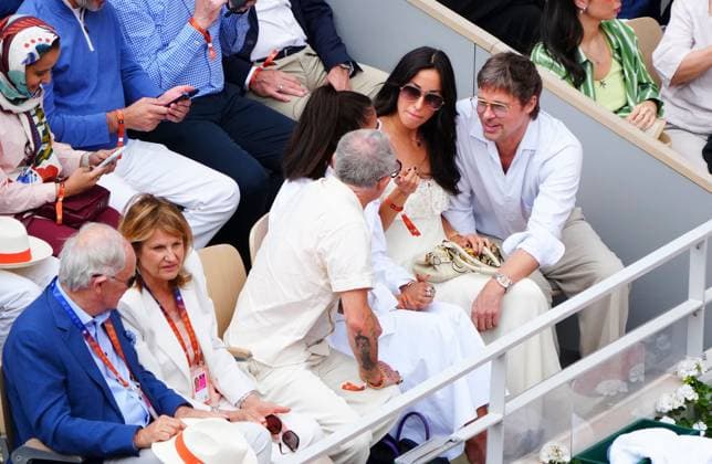 Brad Pitt and Ines de Ramon in attendance at the Final French Open Tennis, Day Fourteen, Tennis, Roland Garros, Paris, France - 06 Jun 2026Paris Roland Garros France EDITORIAL USE ONLY No use with unauthorised audio, video, data, fixture lists, club league logos or live services. Online in-match use limited to 120 images, no video emulation. No use in betting, games or single club league player publications. Copyright: xJavierxGarcia Shutterstockx 16906570f