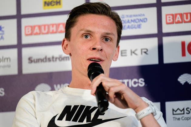 260606 Andreas Almgren during a press conference ahead of Diamond League on June 6, 2026 in Stockholm Photo Fredrik Karlsson BILDBYRAN COP 185 FK0458 friidrott athletics friidrett diamond league presskonferens press conference bbeng bauhausgalan  Copyright: FREDRIKxKARLSSON BB260606FK042