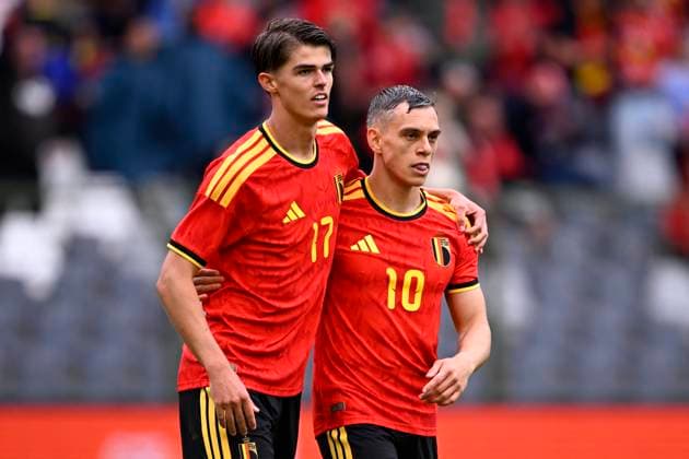 Belgium v Tunisia UEFA International Friendly, Länderspiel, Nationalmannschaft Game BRUSSELS, BELGIUM - JUNE 06 : De Ketelaere Charles midfielder of Belgium celebrates after scoring a goal to make it 2-0 during the pre-World Cup international friendly game match between Belgium and Tunisia in preparation of the FIFA 2026 World Cup Football Championship on June 6, 2026 in Brussels, Belgium, 06 06 2026 Brussels Belgium  Copyright: xTomasxSiskx