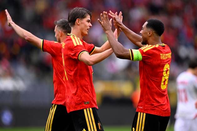 Belgium v Tunisia UEFA International Friendly, Länderspiel, Nationalmannschaft Game BRUSSELS, BELGIUM - JUNE 06 : De Ketelaere Charles midfielder of Belgium celebrates after scoring a goal to make it 2-0 during the pre-World Cup international friendly game match between Belgium and Tunisia in preparation of the FIFA 2026 World Cup Football Championship on June 6, 2026 in Brussels, Belgium, 06 06 2026 Brussels Belgium  Copyright: xTomasxSiskx