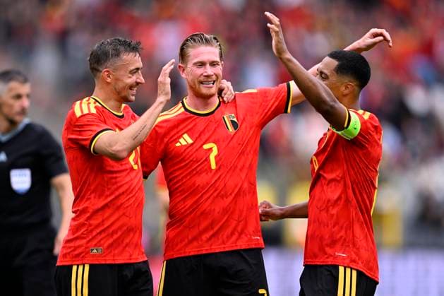 Belgium v Tunisia UEFA International Friendly, Länderspiel, Nationalmannschaft Game BRUSSELS, BELGIUM - JUNE 06 : De Bruyne Kevin forward of Belgium celebrates after scoring a goal to make it 3-0 during the pre-World Cup international friendly game match between Belgium and Tunisia in preparation of the FIFA 2026 World Cup Football Championship on June 6, 2026 in Brussels, Belgium, 06 06 2026 Brussels Belgium  Copyright: xTomasxSiskx