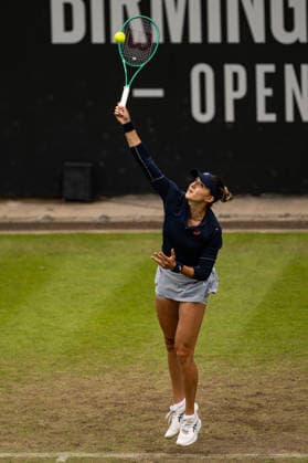 RECORD DATE NOT STATED 6th June 2026; The Edgbaston Priory Club, Birmingham, Midlands, England; 2026 Lexus Birmingham Open Tennis, Day Eight; Rebeka Masarova (SUI) serves in her semi final match against Alexandra Eala (PHI) GodfreyxPitt
