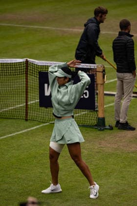 RECORD DATE NOT STATED 6th June 2026; The Edgbaston Priory Club, Birmingham, Midlands, England; 2026 Lexus Birmingham Open Tennis, Day Eight; Alexandra Eala (PHI) stretches to keep warm during a rain break GodfreyxPitt