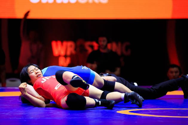 Wrestling Ranking Series Ulaanbaatar Open 55kg WW Hyogyong Choe PRK df Natsumi Masuda JPN Copyright: xKostadinxAndonovx xUnitedxWorldxWrestlingx Kostadin Andonov United World Wrestling