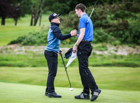 REPRO FREE *PRESS RELEASE NO REPRODUCTION FEE* EDITORIAL USE ONLY Connacht Men s Open Stroke Play Championship, Galway Golf Club, Galway 6 6 2026 David Kitt celebrates with his caddy Noah Cunningham after winning the Championship David Kitt celebrates with his caddy Noah Cunningham after winning the Championship 6 6 2026  Copyright: x INPHO TomxMaherx RDR_7499