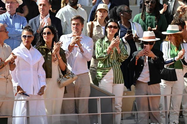 2026 French Open (Roland-Garros) - Women s singles final PARIS, FRANCE - JUNE 06: Ines de Ramon and Brad Pitt celebrate the Mirra Andreeva after winning the women s final singles match on day 14 of the French Open tennis tournament on Court Philippe-Chatrier at the Roland-Garros Complex in Paris, France on June 6, 2026. Mustafa Yalcin Anadolu Paris France. Editorial use only. Please get in touch for any other usage.  Copyright: x2026xAnadoluxMustafaxYalcinx