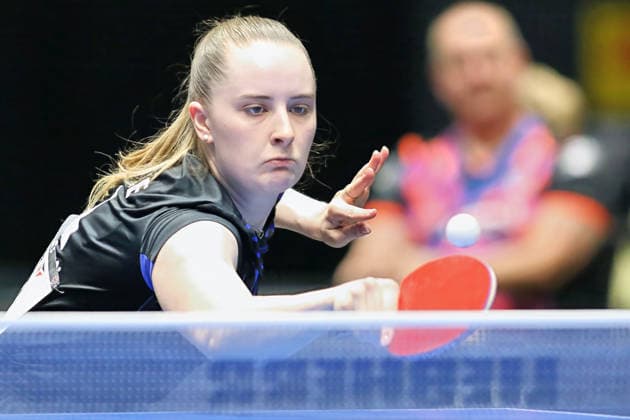Sophia Klee returning a shot GER Erfurt TT Finals 2026 German Championships, Table Tennis Exhibition Hall Erfurt 06 06 2026 GER Erfurt TT Finals 2026 German Championships, Table Tennis Exhibition Hall Erfurt 06 06 2026 Thuringia German Championships 06 06 2026 Erfurt Copyright: xEibner-Pressefoto JoergxHirschx EP_JHH