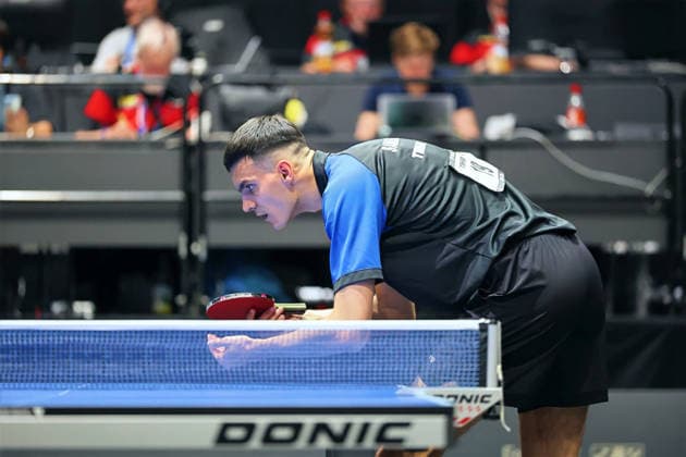Anca Vadimir at the service GER Erfurt TT Finals 2026 German Championships, Table Tennis Exhibition Hall Erfurt 06 06 2026 GER Erfurt TT Finals 2026 German Championships, Table Tennis Exhibition Hall Erfurt 06 06 2026 Thuringia German Championships 06 06 2026 Erfurt Copyright: xEibner-Pressefoto JoergxHirschx EP_JHH