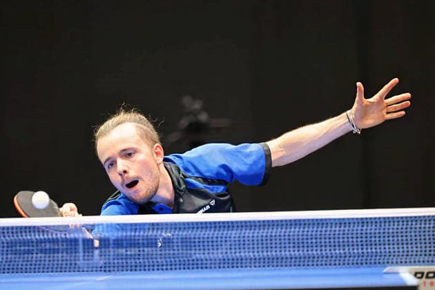 Marius Henninger returning a shot GER Erfurt TT Finals 2026 German Championships, Table Tennis Exhibition Hall Erfurt 06 06 2026 GER Erfurt TT Finals 2026 German Championships, Table Tennis Exhibition Hall Erfurt 06 06 2026 Thuringia German Championships 06 06 2026 Erfurt Copyright: xEibner-Pressefoto JoergxHirschx EP_JHH